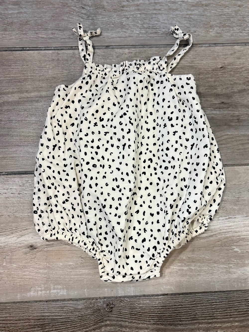 Old Navy Cream Black Leopard Bubble Romper 3-6M